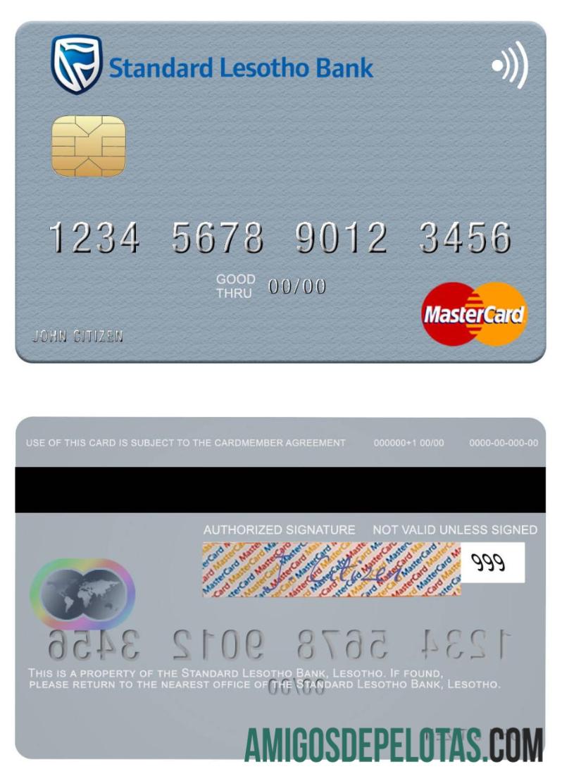 Lesotho Standard Lesotho Bank Mastercard template